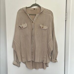 Free People Sand Beige Scout Oversized Cardigan